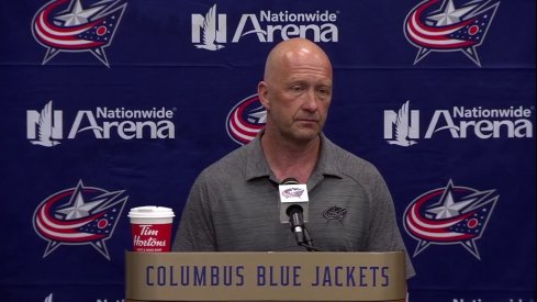 Columbus Blue Jackets GM Jarmo Kekalainen addresses the media following the start of free agency. 