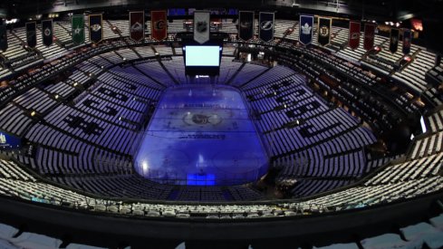 Nationwide Arena is seen empty during the first round of the 2019 Stanley Cup Playoffs prior to game four between the Columbus BlueJackets and Tampa Bay Lightning.