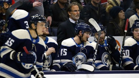 Columbus Blue Jackets head coach John Tortorella watches play from the bench during the third period against the Nashville Predators at Nationwide Arena