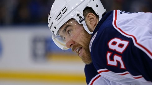 Columbus Blue Jackets defenseman David Savard looks on during a game against the New York Rangers at Madison Square Garden.