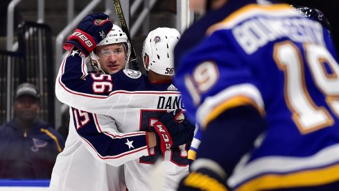 Jakob Lilja scored two goals in the Columbus Blue Jackets' preseason game against the St. Louis Blues on Sept. 22.