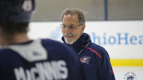 Columbus Blue Jackets head coach John Tortorella smiles between drills during Blue Jackets training camp at the OhioHealth Ice Haus.