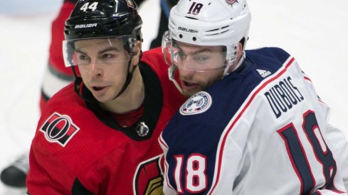 Pierre-Luc Dubois leads the Columbus Blue Jackets with ten goals on the season.