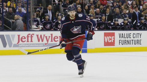 Jan 18, 2019; Columbus, OH, USA; Columbus Blue Jackets center Kevin Stenlund (11) against the Montreal Canadiens during the second period at Nationwide Arena.