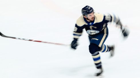 Liam Foudy skates in his NHL debut against the Tampa Bay Lightning