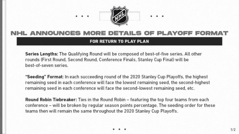 NHL update on the playoff format.