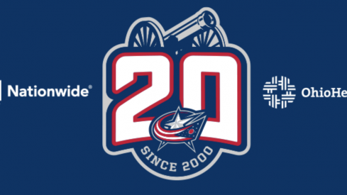 The Columbus Blue Jackets unveiled the logo for their 20th anniversary on Monday.