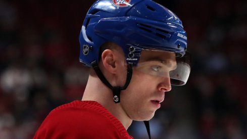 Montreal Canadiens center Max Domi (13) during the warm-up session before the game against Vegas Golden Knights at Bell Centre.