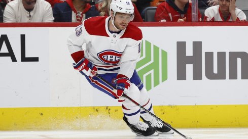 Max Domi plays against the Detroit Red Wings