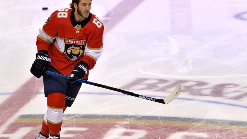 Florida Panthers left wing Mike Hoffman (68) warms up before a game against the Montreal Canadiens at BB&T Center. 