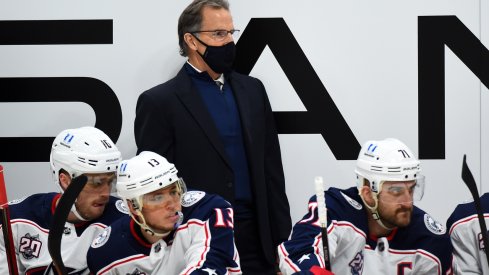  Columbus Blue Jackets head coach John Tortorella looks on from the bench during the first period against the Nashville Predators at Bridgestone Arena. 