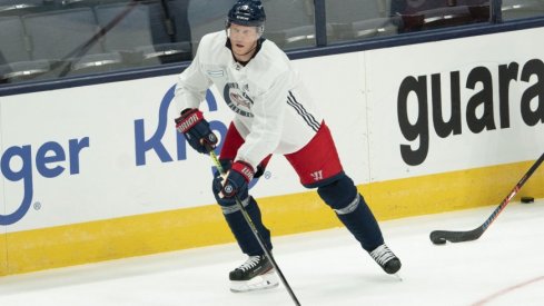 Mikko Koivu at training camp with the Columbus Blue Jackets.