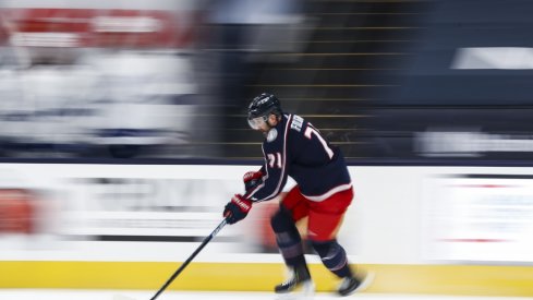 Columbus Blue Jackets left wing Nick Foligno (71) skates with the puck against the Tampa Bay Lightning at Nationwide Arena.