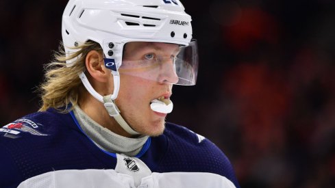 Winnipeg Jets right wing Patrik Laine (29) looks on in the first period during the game against the Philadelphia Flyers at Wells Fargo Center. 