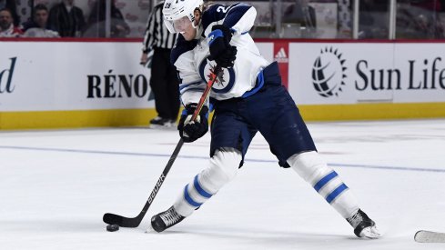 Patrik Laine takes a one-timer against the Montreal Canadiens