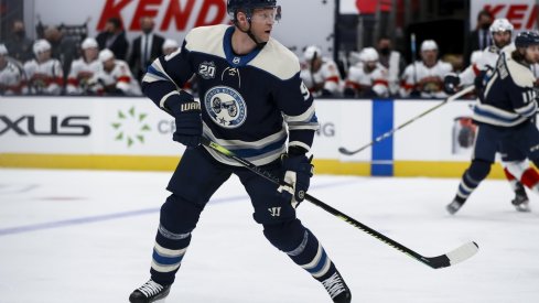 Columbus Blue Jackets center Mikko Koivu (9) skates against the Florida Panthers in the first period at Nationwide Arena.