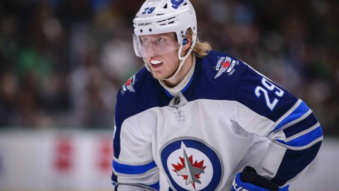 Winnipeg Jets right wing Patrik Laine (29) in action during the game between the Jets and the Stars at the American Airlines Center.