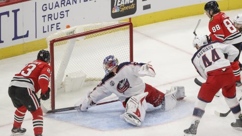 Two frustrating goals, including this one from Patrick Kane, led Chicago to a 3-1 victory at the United Center.