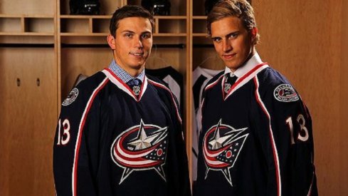 Alexander Wennberg and Kerby Rychel pose together