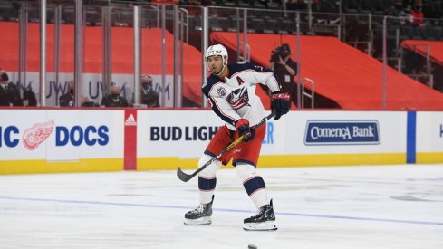  Columbus Blue Jackets defenseman Seth Jones (3) during the game against the Detroit Red Wings at Little Caesars Arena.