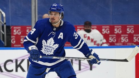 Auston Matthews had two goals and added an assist in Toronto's 5-4 win over Columbus in the first meeting of the season between the two teams.