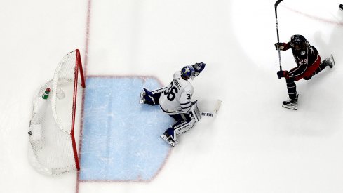 Patrik Laine scores in overtime against the Toronto Maple Leafs