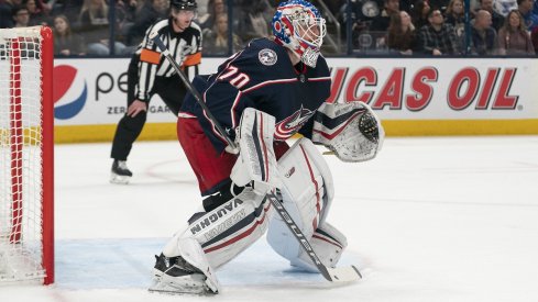 Joonas Korpisalo guards the net 