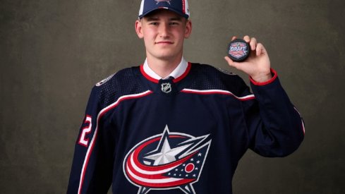 David Jiricek after being selected by the Columbus Blue Jackets