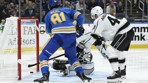 James Neal scores a goal against the Los Angeles Kings