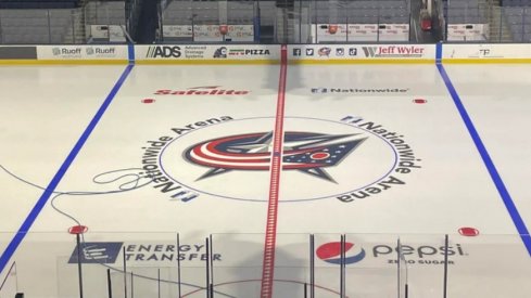 The red line down center ice had interrupted the word "Nationwide" for over a decade — but not anymore.
