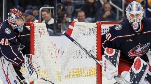 The goaltending duo of Daniil Tarasov (left) and Elvis Merzlikins (right) is getting little cloudy. 