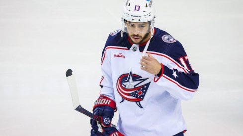Columbus Blue Jackets' Johnny Gaudreau during the first period against the Calgary Flames at Scotiabank Saddledome.