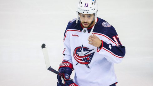 Columbus Blue Jackets' Johnny Gaudreau during the first period against the Calgary Flames at Scotiabank Saddledome.