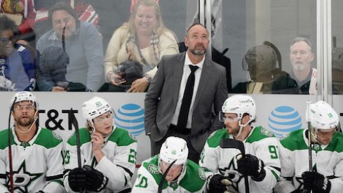Dallas Stars head coach Peter DeBoer looks on during the first period against the Chicago Blackhawks at United Center.