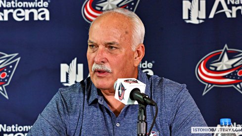 Columbus Blue Jackets president of hockey operations John Davidson addresses the media at Nationwide Arena.