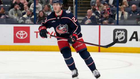 Columbus Blue Jackets defenseman Jake Christiansen (23) skates during the during the second period against the Ottawa Senators at Nationwide Arena.
