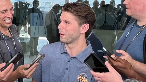 Adam Fantilli speaks to the media ahead of the NHL Draft.