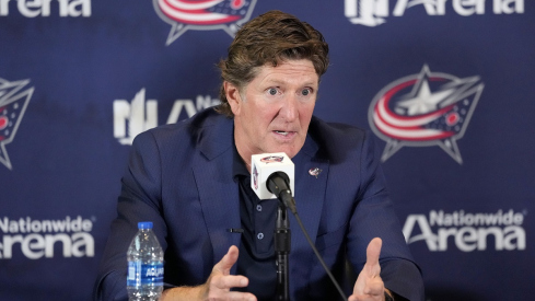 New Columbus Blue Jackets head coach Mike Babcock speaks to the media after being named the ninth Blue Jackets head coach during a press conference at Nationwide Arena