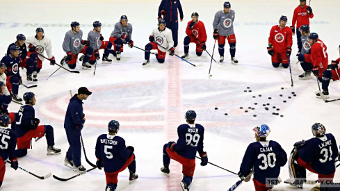 Blue Jackets prospects practice ahead of the NHL Prospect Tournament in Traverse City.