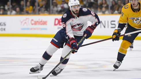 Columbus Blue Jackets right wing Kirill Marchenko (86) skates against the Nashville Predators during the second period at Bridgestone Arena.