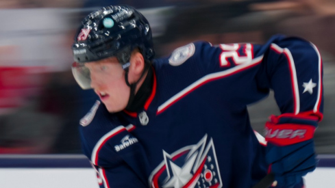 Columbus Blue Jackets right wing Patrik Laine (29) skates with the puck against the Montreal Canadiens in the first period at Nationwide Arena.