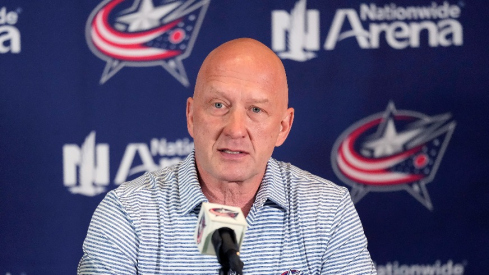 Columbus Blue Jackets General Manager Jarmo Kekalainen speaks after hiring Mike Babcock as the new head coach during a press conference at Nationwide Arena.