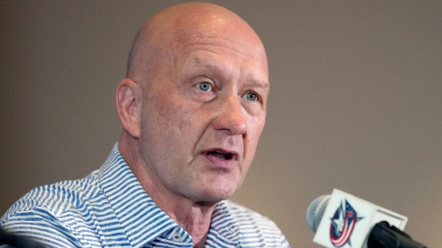 Columbus Blue Jackets General Manager Jarmo Kekalainen speaks after hiring Mike Babcock as the new head coach during a press conference at Nationwide Arena.