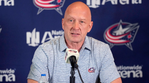 Columbus Blue Jackets General Manager Jarmo Kekalainen speaks after hiring Mike Babcock as the new head coach during a press conference at Nationwide Arena.