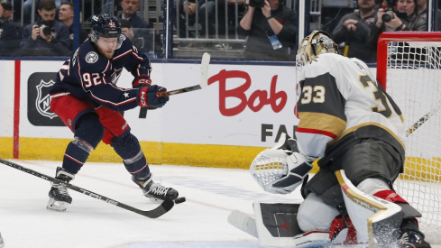 Alex Nylander was on fire for the Columbus Blue Jackets on Monday night in their 6-3 win over the Vegas Golden Knights, scoring a hat trick in just his fifth game with the team.