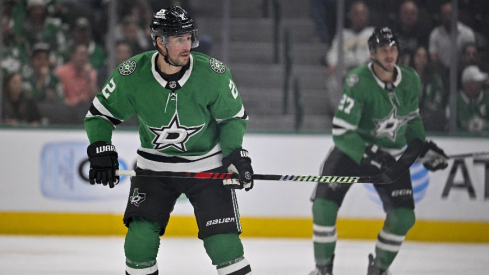 Dallas Stars defenseman Brendan Smith (2) in action during the game between the Dallas Stars and the San Jose Sharks at the American Airlines Center.