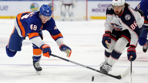 The New York Islanders scored on their first shot of the game, and it was all they needed Sunday night in a 1-0 Blue Jackets loss that ended Columbus' 12-game point streak.