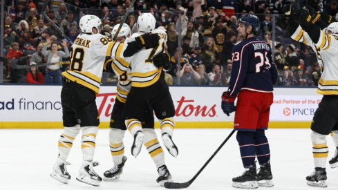 The Columbus Blue Jackets had a 3-0 lead in the third period — and then the wheels came off, giving the Boston Bruins a 4-3 shootout victory Sunday night in a demoralizing Blue Jackets loss.