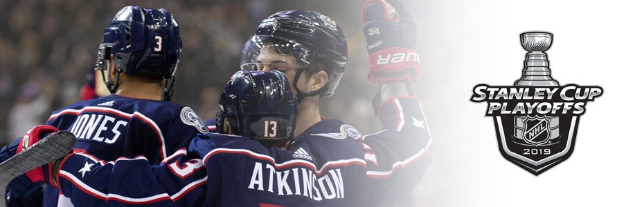 Sunday, April 16, 2019: Columbus Blue Jackets left wing Artemi Panarin (9)  in the first period of game 4 in the first round of the 2019 Stanley Cup  Playoffs between the Tampa