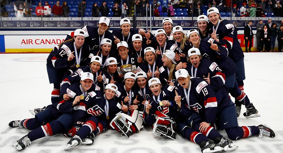The U.S. Women's National Team after capturing gold at the 2017 IIHF Women's World Championship